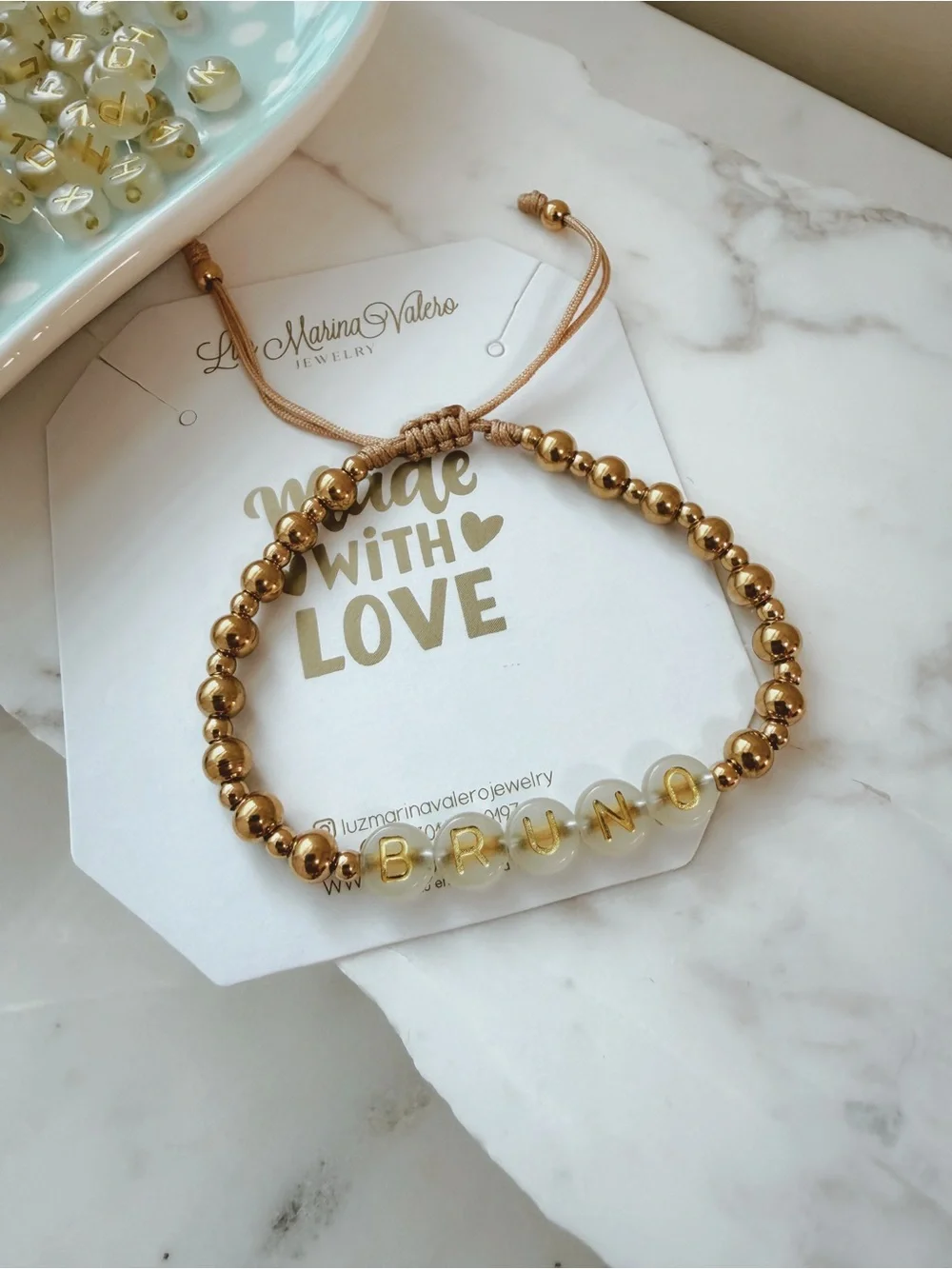 Personalized Stainless Steel beaded bracelet